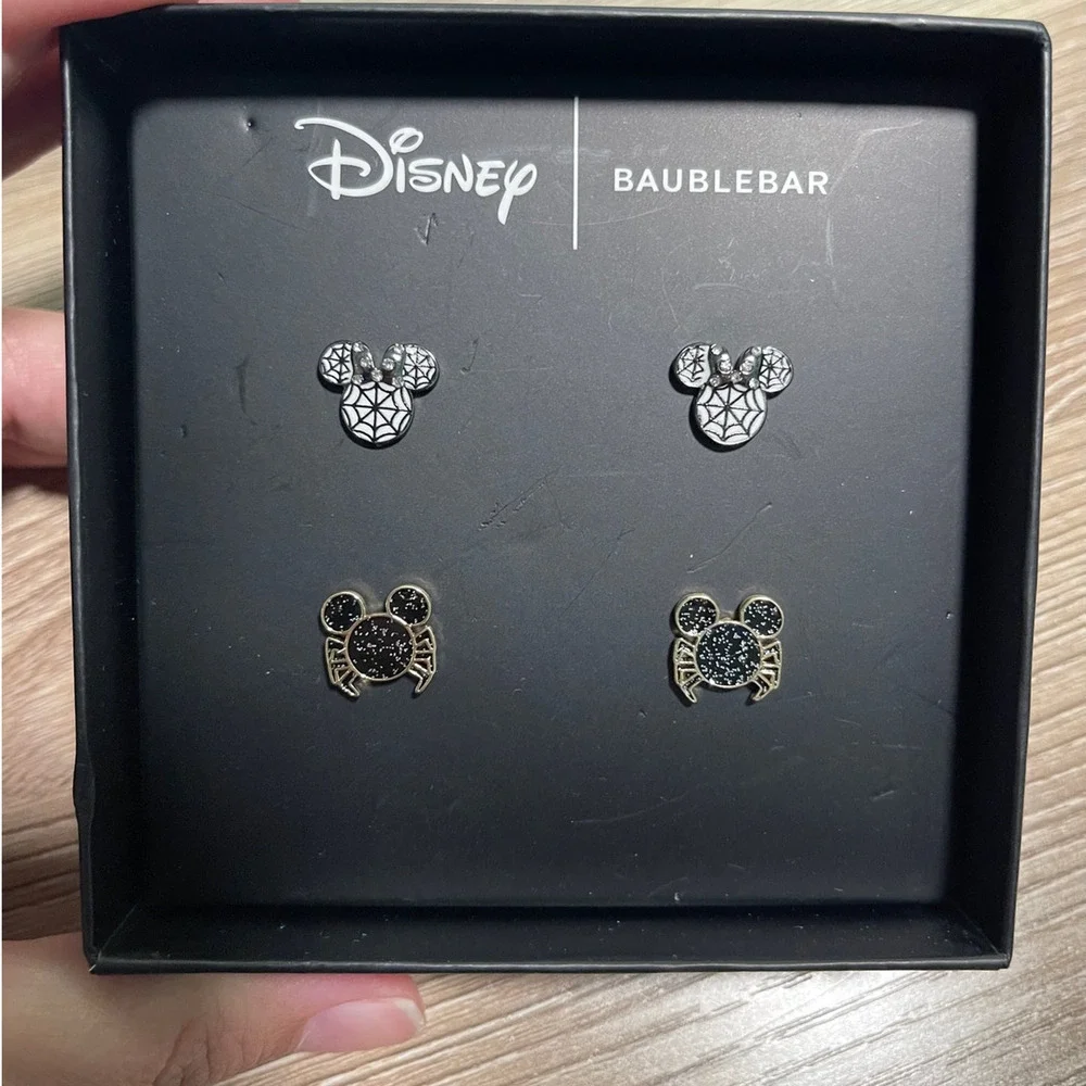 Disney Baublebar Mickey Mouse Halloween Earrings 2 pairs NEW Spider & Spiderweb